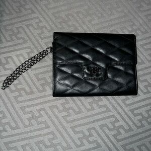 Juicy Couture Black Quilt Large Flap Wristlet Clutch
